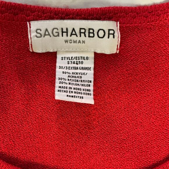 Sag Harbor 2 Layer 1-Piece Cardigan Sweater Size 3XL Red Long Sleeves Stretch - Picture 6 of 7
